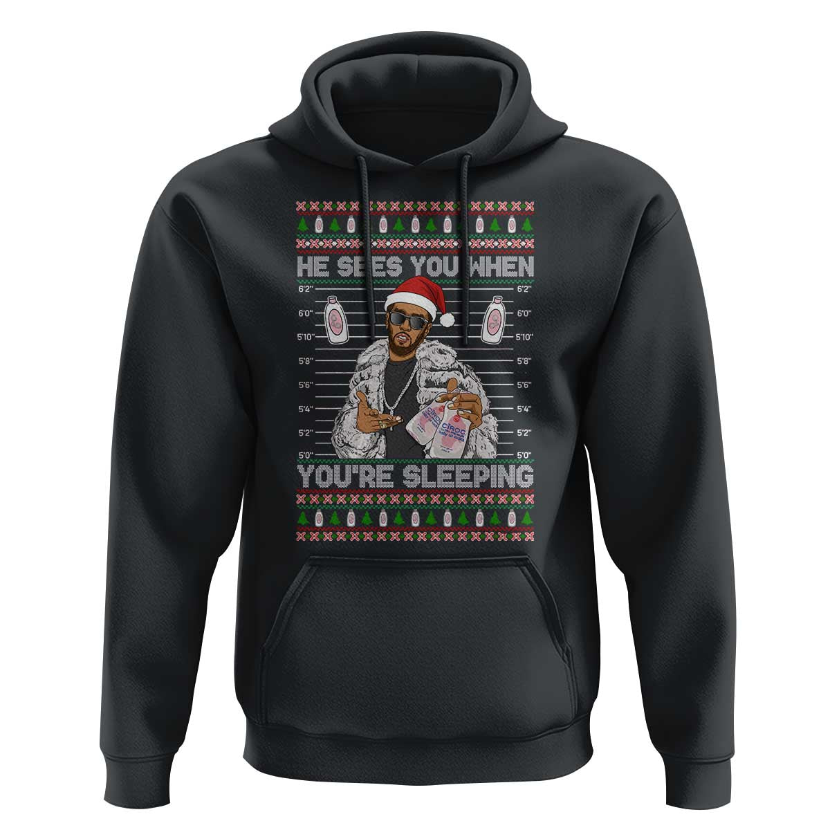 Funny Christmas Diddy Hoodie Diddy Sees You When Youre Sleeping Ugly Xmas - Wonder Print Shop