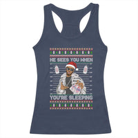 Funny Christmas Diddy Racerback Tank Top Diddy Sees You When Youre Sleeping Ugly Xmas - Wonder Print Shop