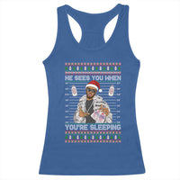 Funny Christmas Diddy Racerback Tank Top Diddy Sees You When Youre Sleeping Ugly Xmas - Wonder Print Shop