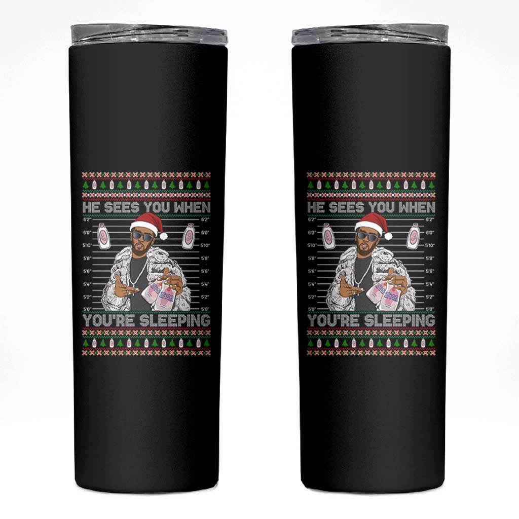 Funny Christmas Diddy Skinny Tumbler Diddy Sees You When Youre Sleeping Ugly Xmas - Wonder Print Shop