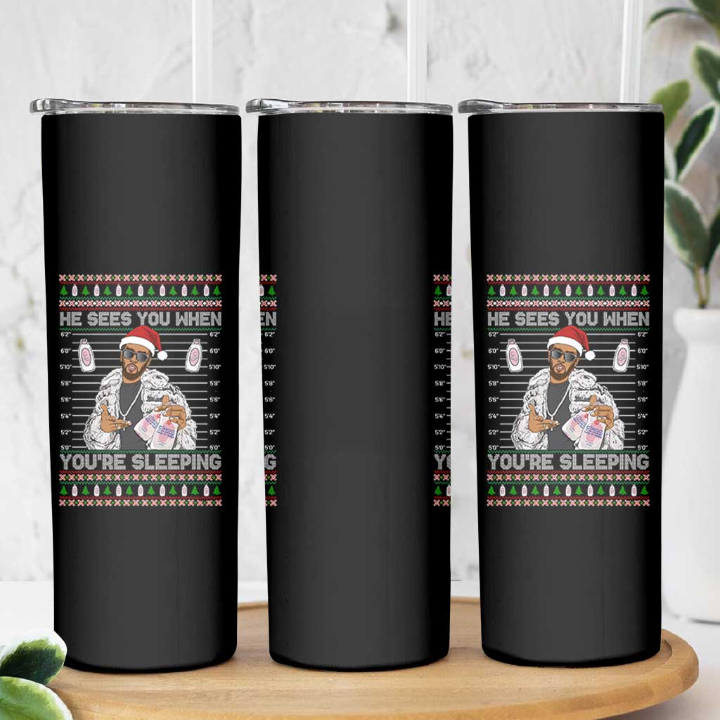 Funny Christmas Diddy Skinny Tumbler Diddy Sees You When Youre Sleeping Ugly Xmas - Wonder Print Shop