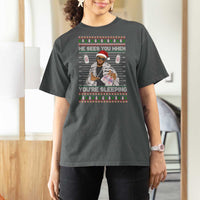 Funny Christmas Diddy T Shirt For Women Diddy Sees You When Youre Sleeping Ugly Xmas - Wonder Print Shop