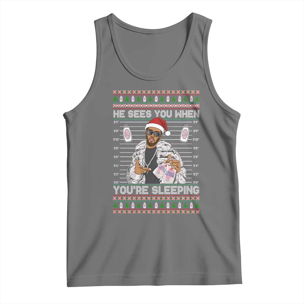 Funny Christmas Diddy Tank Top Diddy Sees You When Youre Sleeping Ugly Xmas - Wonder Print Shop