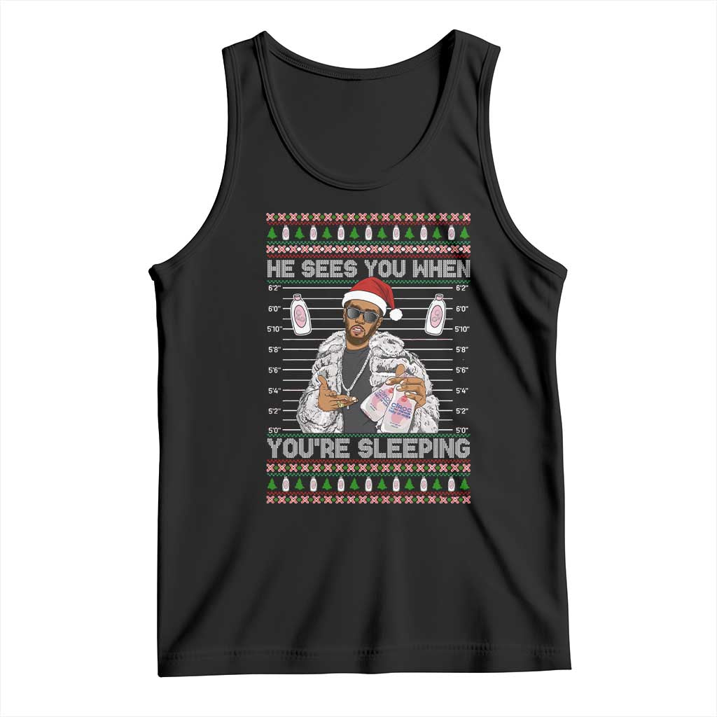 Funny Christmas Diddy Tank Top Diddy Sees You When Youre Sleeping Ugly Xmas - Wonder Print Shop