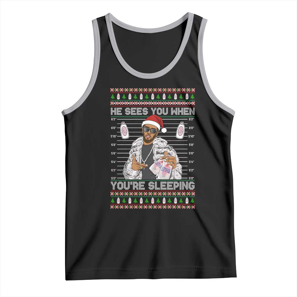 Funny Christmas Diddy Tank Top Diddy Sees You When Youre Sleeping Ugly Xmas - Wonder Print Shop