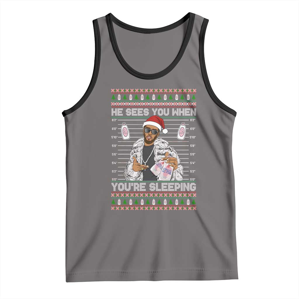 Funny Christmas Diddy Tank Top Diddy Sees You When Youre Sleeping Ugly Xmas - Wonder Print Shop