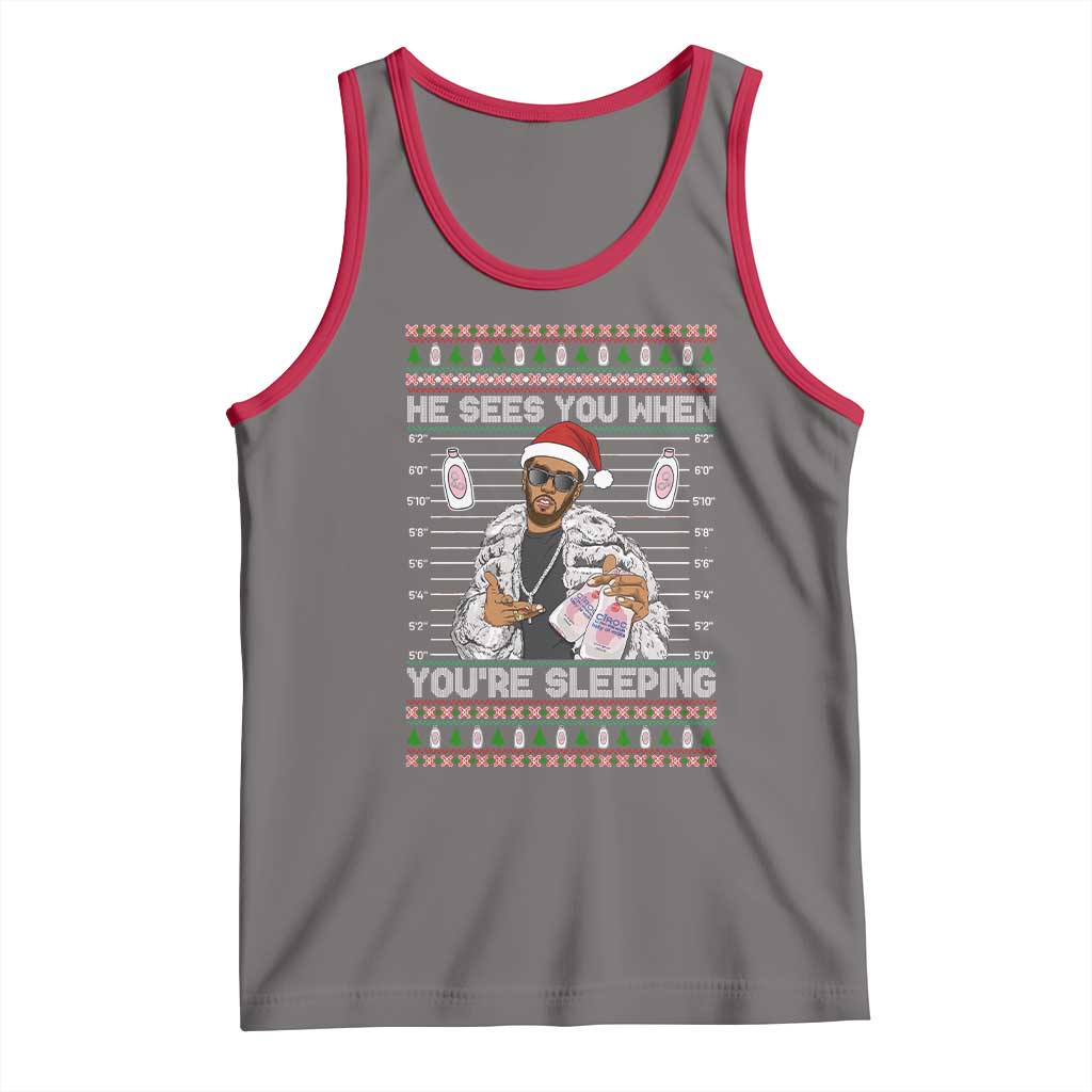 Funny Christmas Diddy Tank Top Diddy Sees You When Youre Sleeping Ugly Xmas - Wonder Print Shop