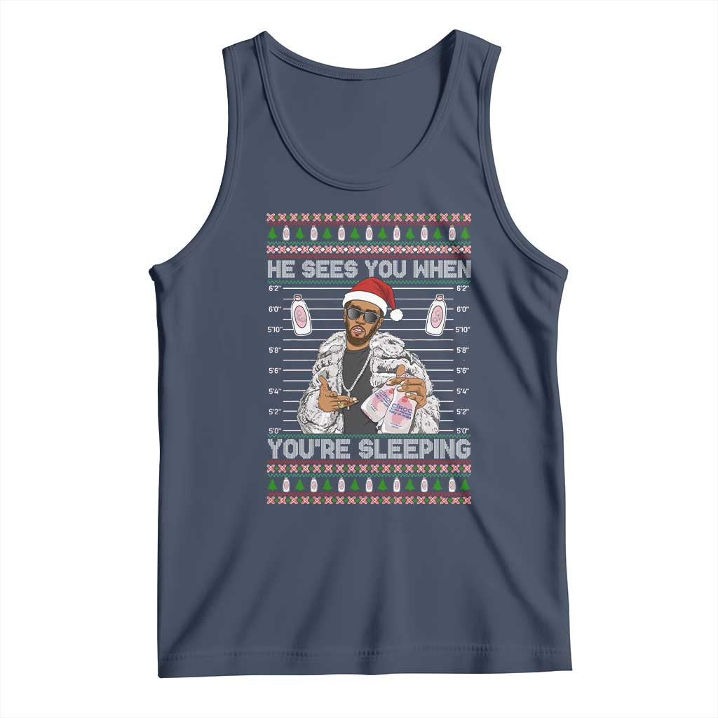 Funny Christmas Diddy Tank Top Diddy Sees You When Youre Sleeping Ugly Xmas - Wonder Print Shop