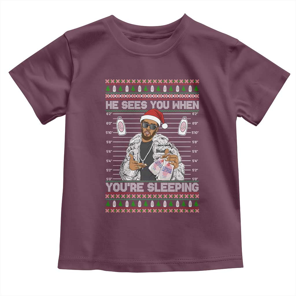 Funny Christmas Diddy Toddler T Shirt Diddy Sees You When Youre Sleeping Ugly Xmas - Wonder Print Shop