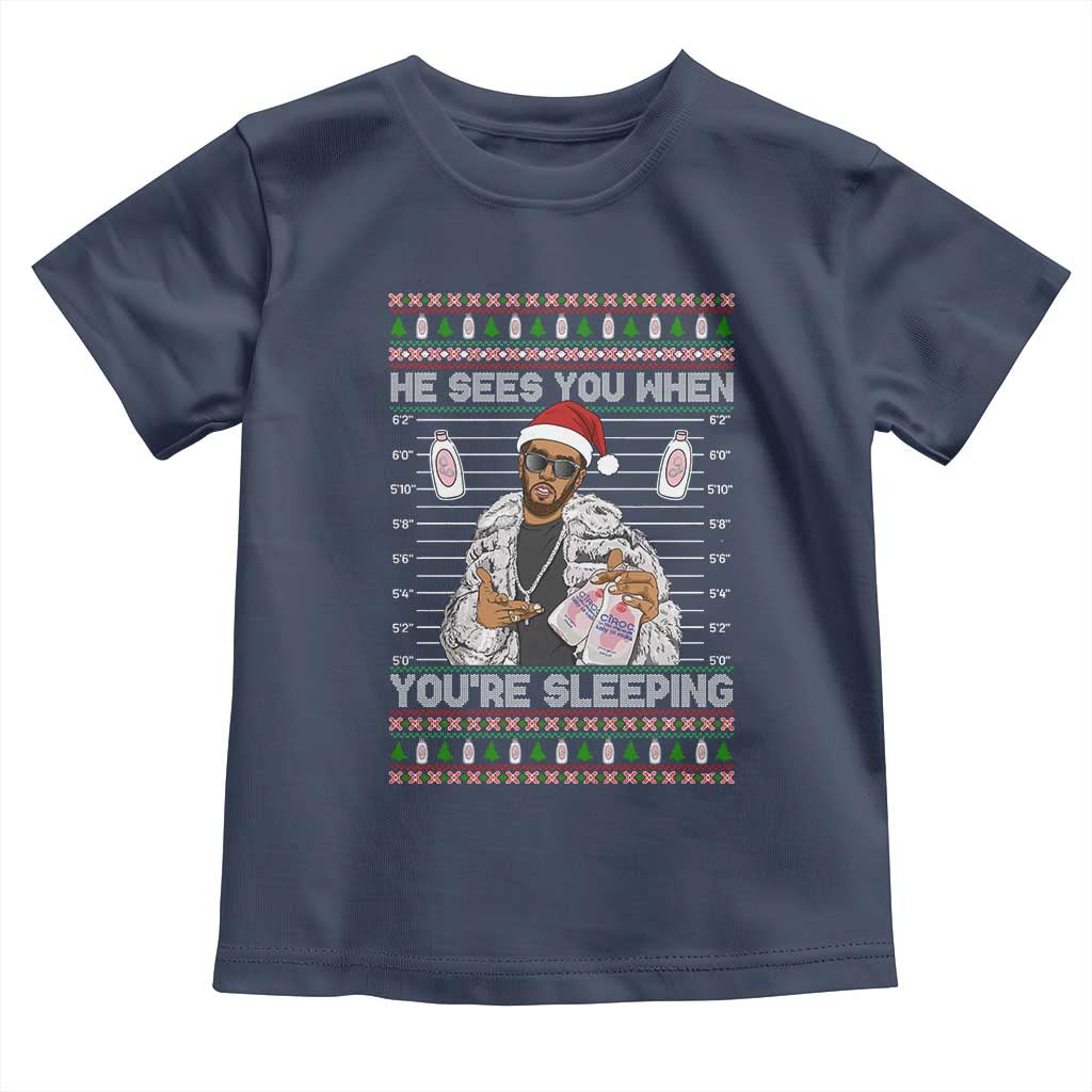 Funny Christmas Diddy Toddler T Shirt Diddy Sees You When Youre Sleeping Ugly Xmas - Wonder Print Shop