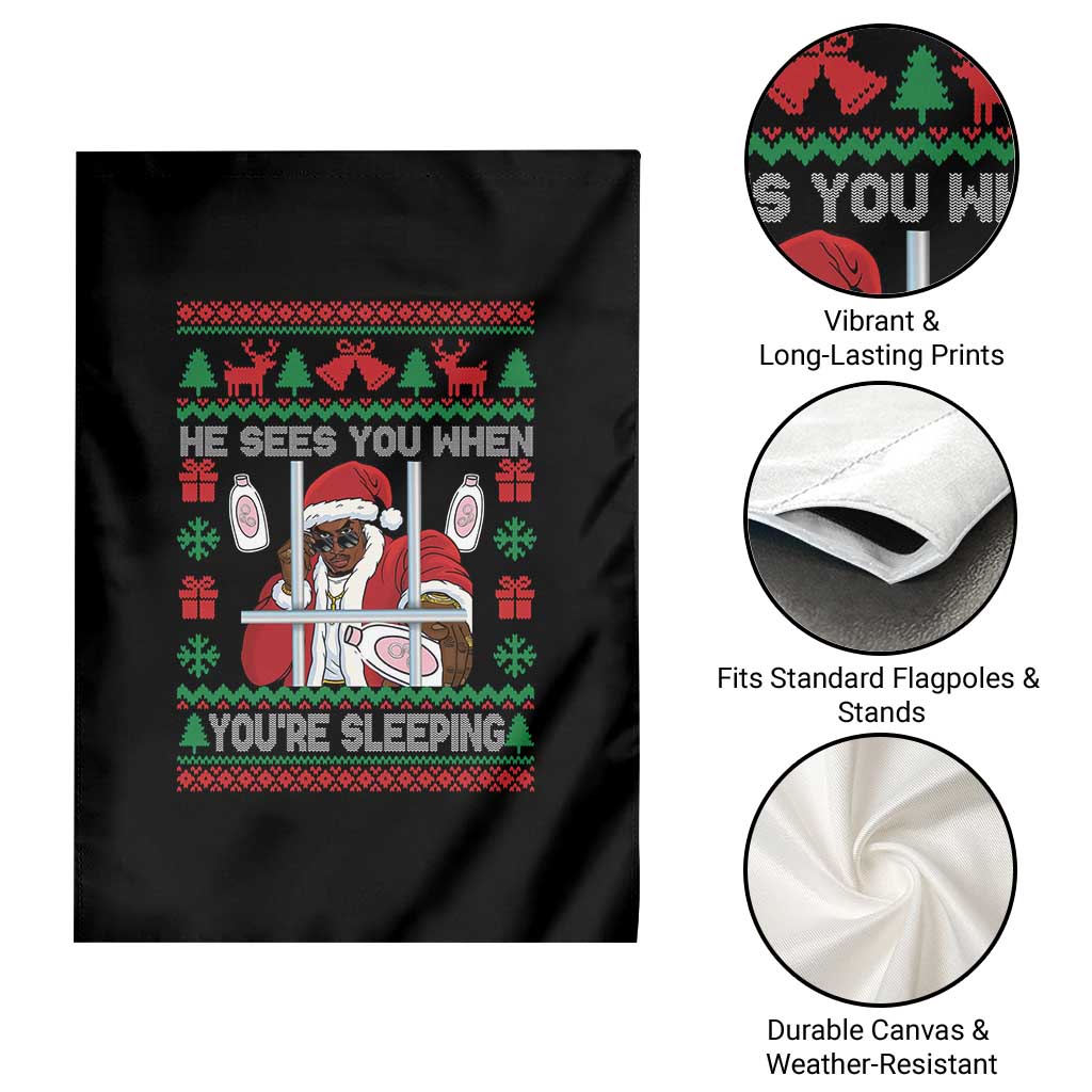 Funny Christmas Diddy Garden Flag Diddy Sees You When Youre Sleeping Dirty Ugly Xmas - Wonder Print Shop