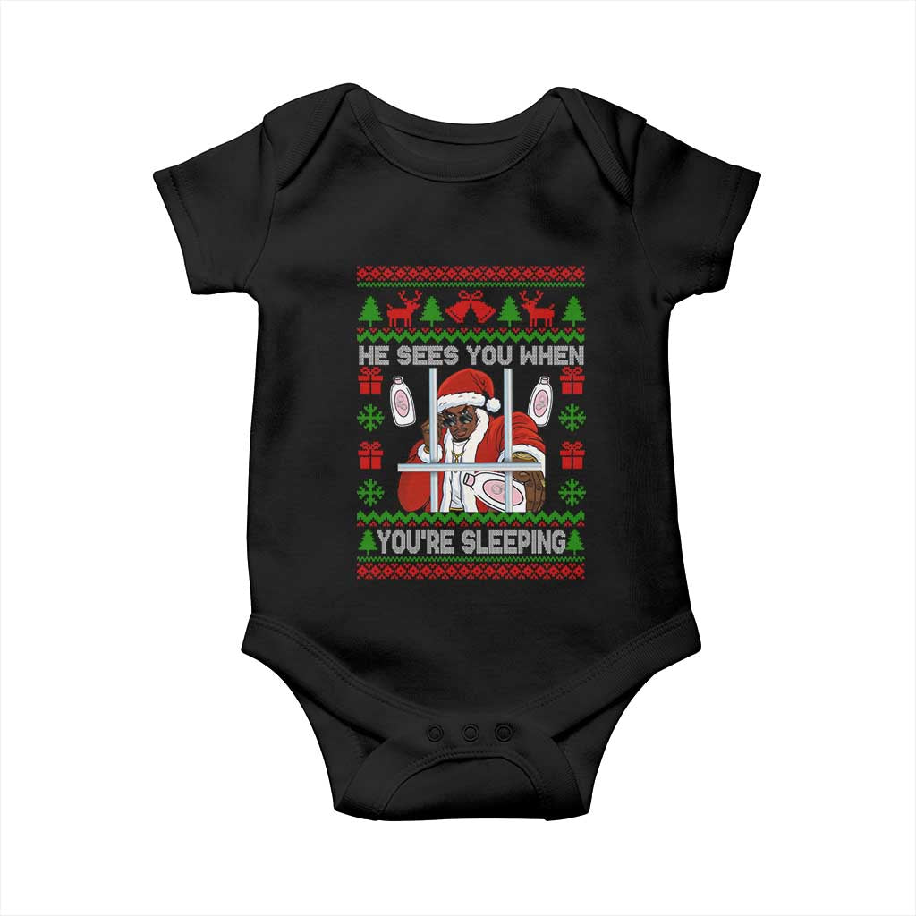 Funny Christmas Diddy Baby Onesie Diddy Sees You When Youre Sleeping Dirty Ugly Xmas - Wonder Print Shop