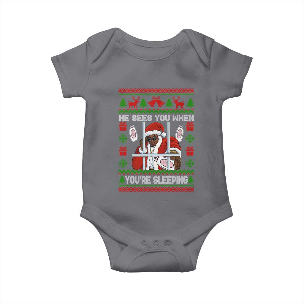 Funny Christmas Diddy Baby Onesie Diddy Sees You When Youre Sleeping Dirty Ugly Xmas - Wonder Print Shop