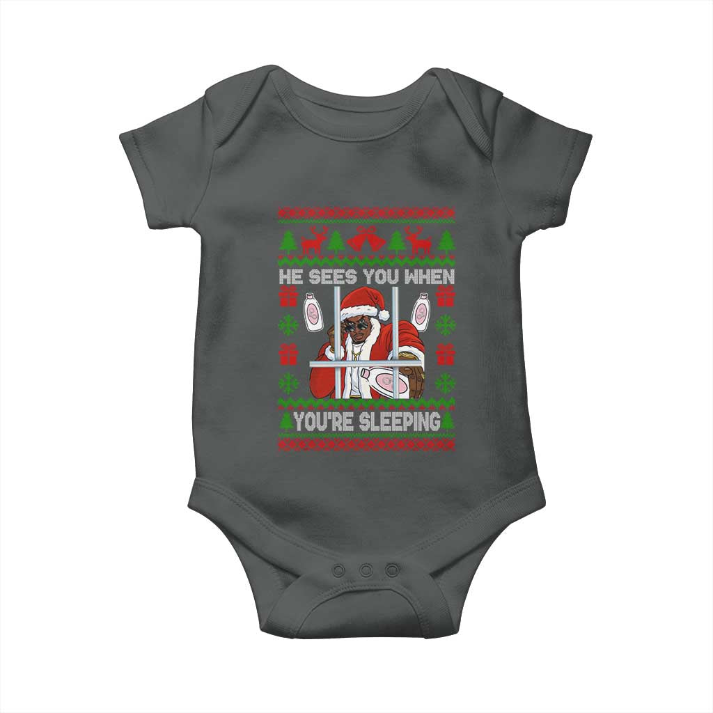 Funny Christmas Diddy Baby Onesie Diddy Sees You When Youre Sleeping Dirty Ugly Xmas - Wonder Print Shop