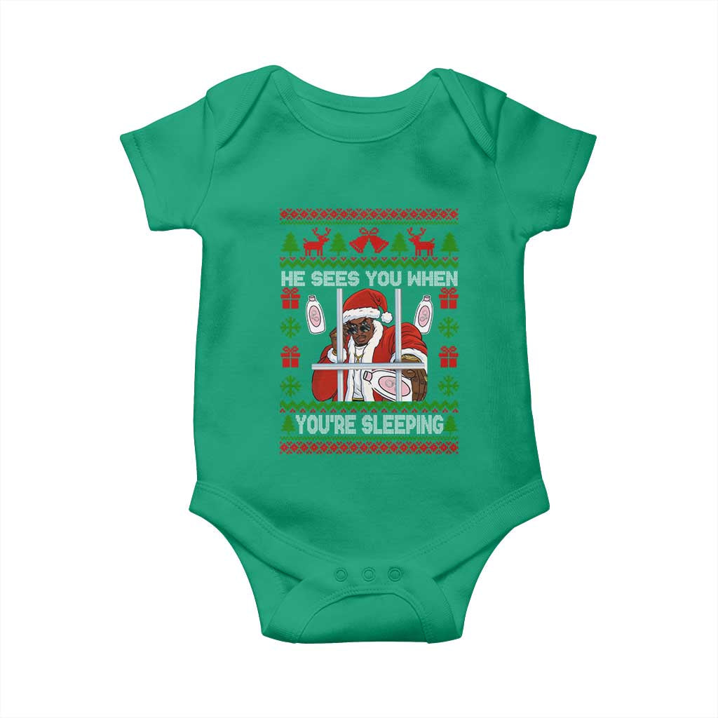 Funny Christmas Diddy Baby Onesie Diddy Sees You When Youre Sleeping Dirty Ugly Xmas - Wonder Print Shop