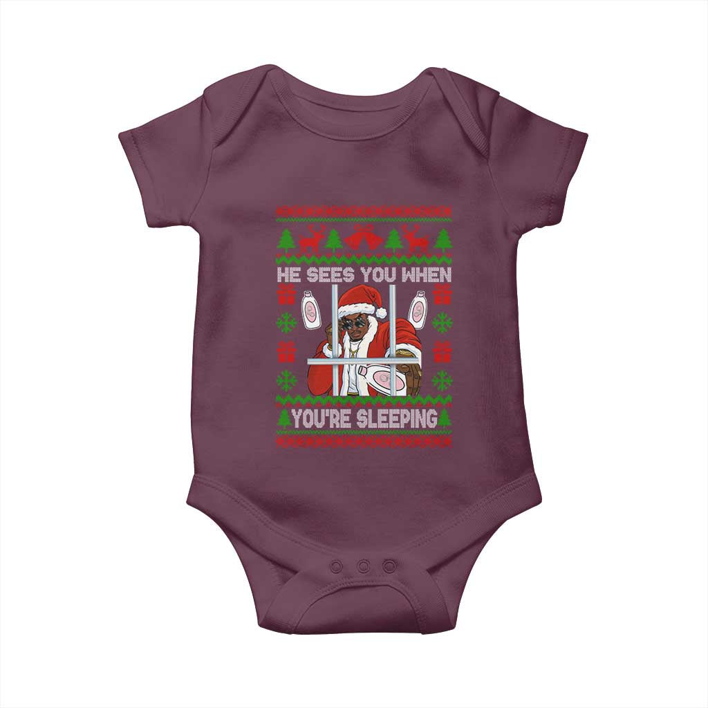 Funny Christmas Diddy Baby Onesie Diddy Sees You When Youre Sleeping Dirty Ugly Xmas - Wonder Print Shop