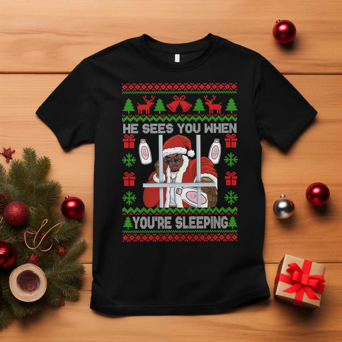 Funny Christmas Diddy T Shirt Diddy Sees You When Youre Sleeping Dirty Ugly Xmas - Wonder Print Shop