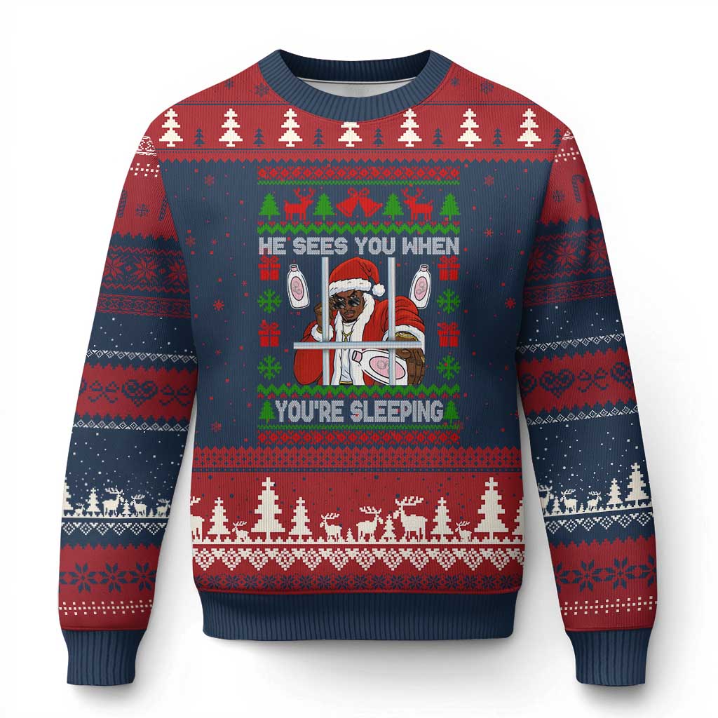 Funny Xmas Diddy Ugly Christmas Sweater Diddy Sees You When Youre Sleeping Dirty Ugly Xmas - Wonder Print Shop