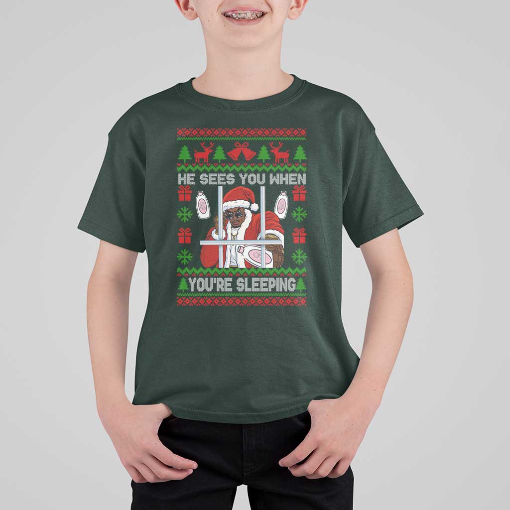 Funny Christmas Diddy T Shirt For Kid Diddy Sees You When Youre Sleeping Dirty Ugly Xmas - Wonder Print Shop