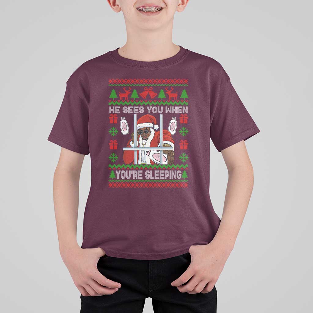 Funny Christmas Diddy T Shirt For Kid Diddy Sees You When Youre Sleeping Dirty Ugly Xmas - Wonder Print Shop