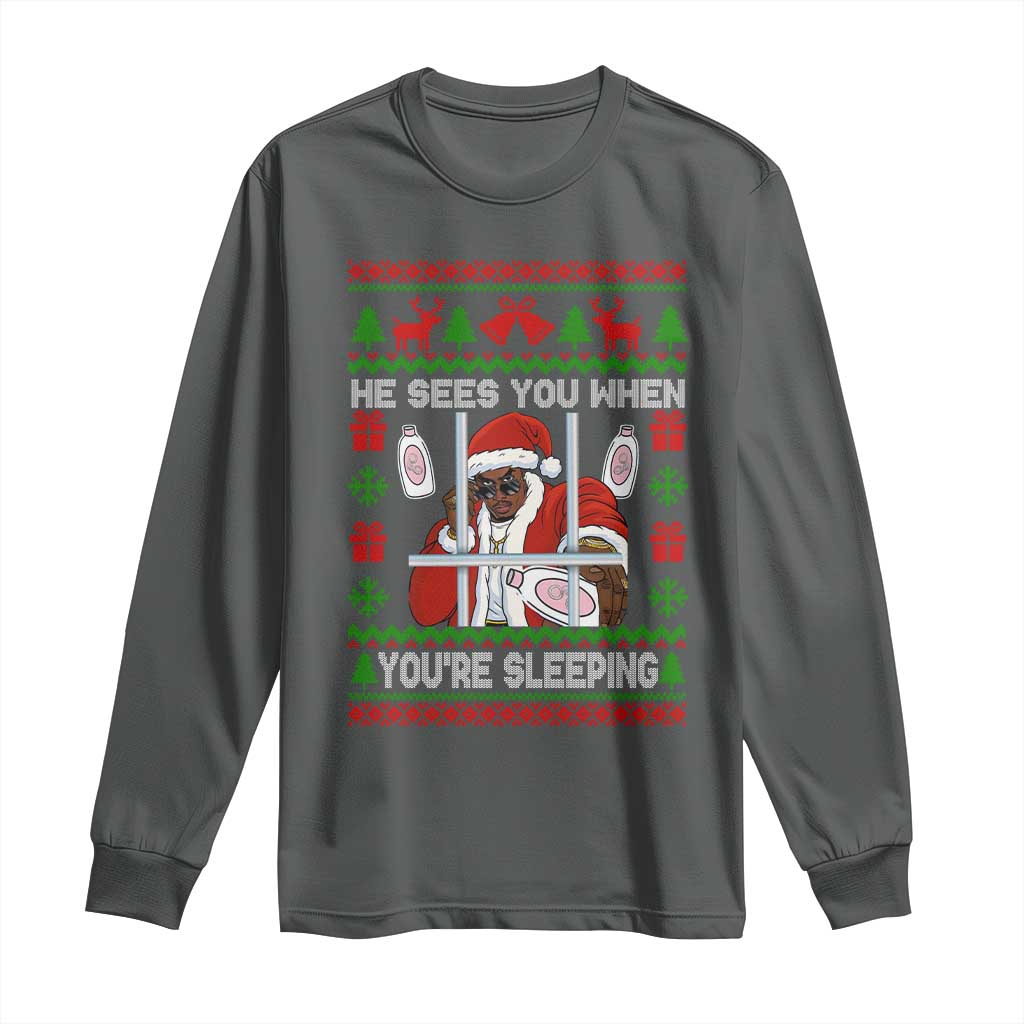 Funny Christmas Diddy Long Sleeve Shirt Diddy Sees You When Youre Sleeping Dirty Ugly Xmas - Wonder Print Shop