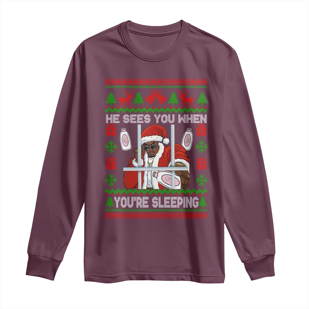 Funny Christmas Diddy Long Sleeve Shirt Diddy Sees You When Youre Sleeping Dirty Ugly Xmas - Wonder Print Shop