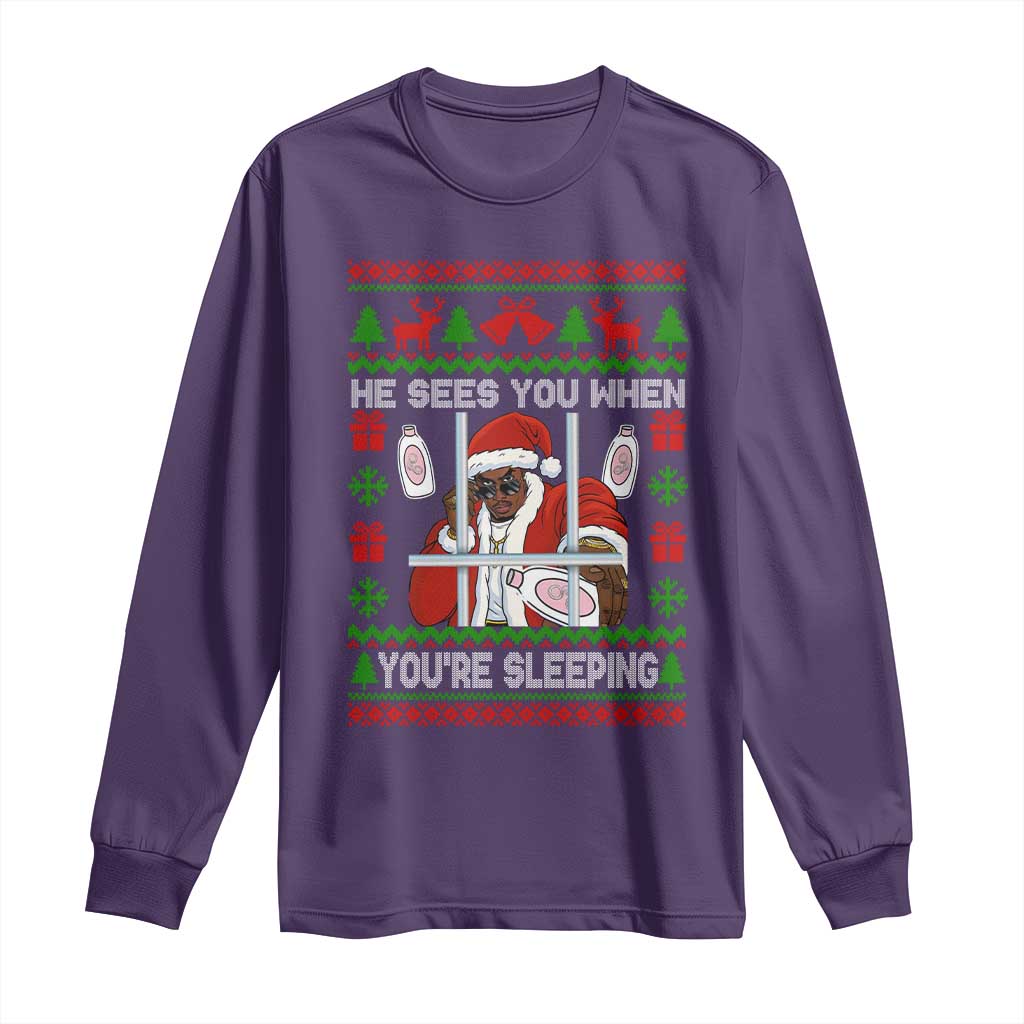 Funny Christmas Diddy Long Sleeve Shirt Diddy Sees You When Youre Sleeping Dirty Ugly Xmas - Wonder Print Shop