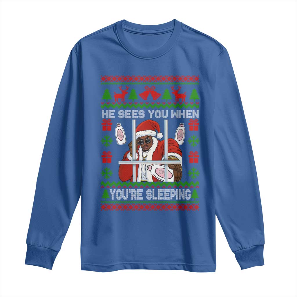 Funny Christmas Diddy Long Sleeve Shirt Diddy Sees You When Youre Sleeping Dirty Ugly Xmas - Wonder Print Shop