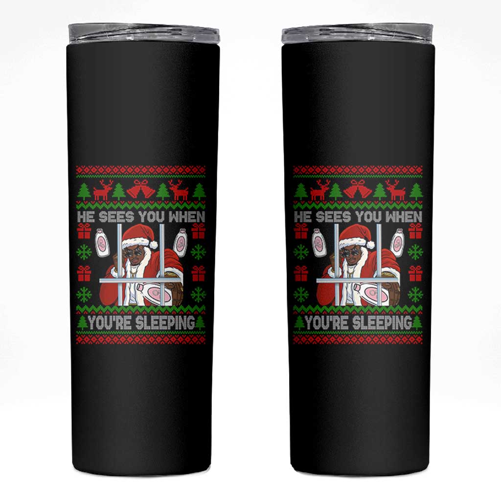 Funny Christmas Diddy Skinny Tumbler Diddy Sees You When Youre Sleeping Dirty Ugly Xmas - Wonder Print Shop