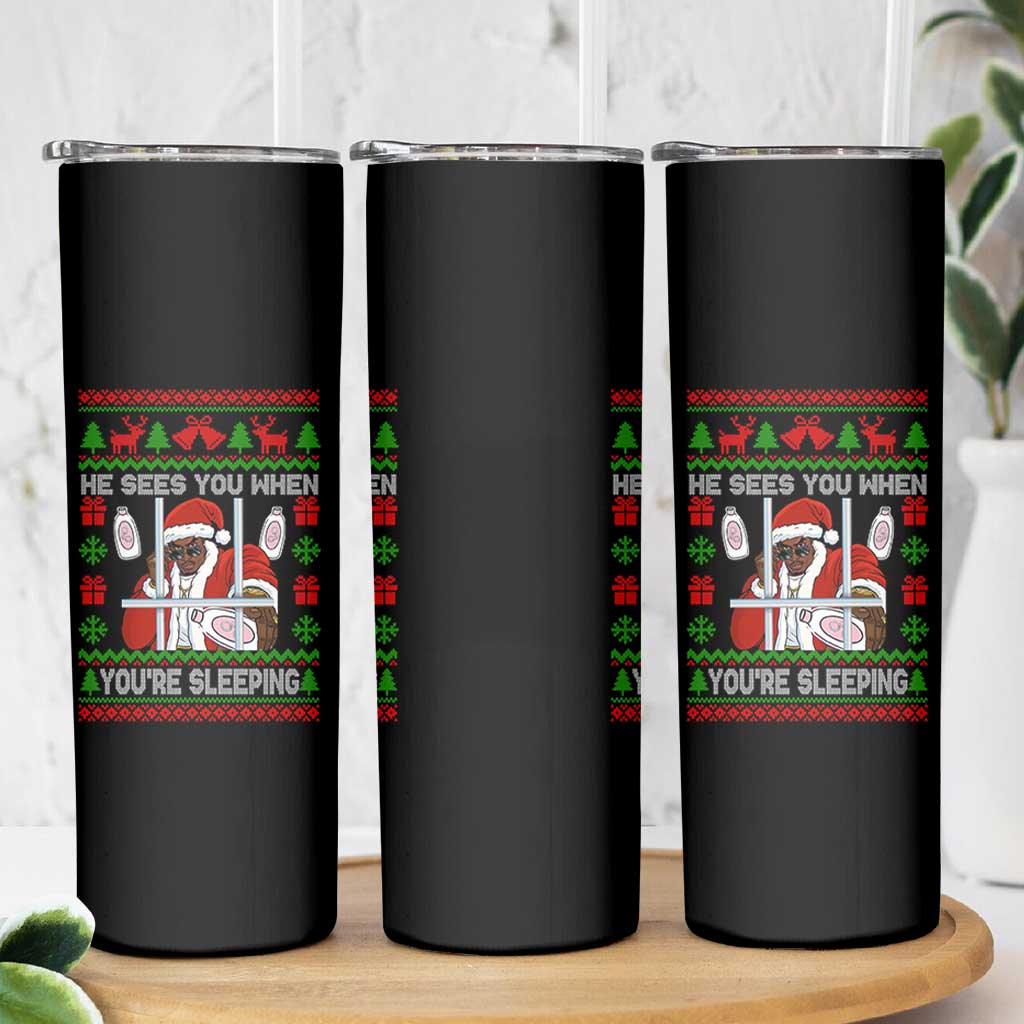 Funny Christmas Diddy Skinny Tumbler Diddy Sees You When Youre Sleeping Dirty Ugly Xmas - Wonder Print Shop