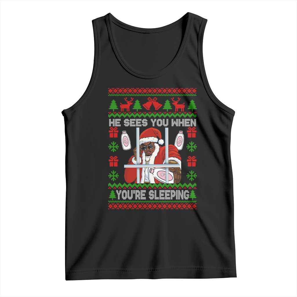 Funny Christmas Diddy Tank Top Diddy Sees You When Youre Sleeping Dirty Ugly Xmas - Wonder Print Shop