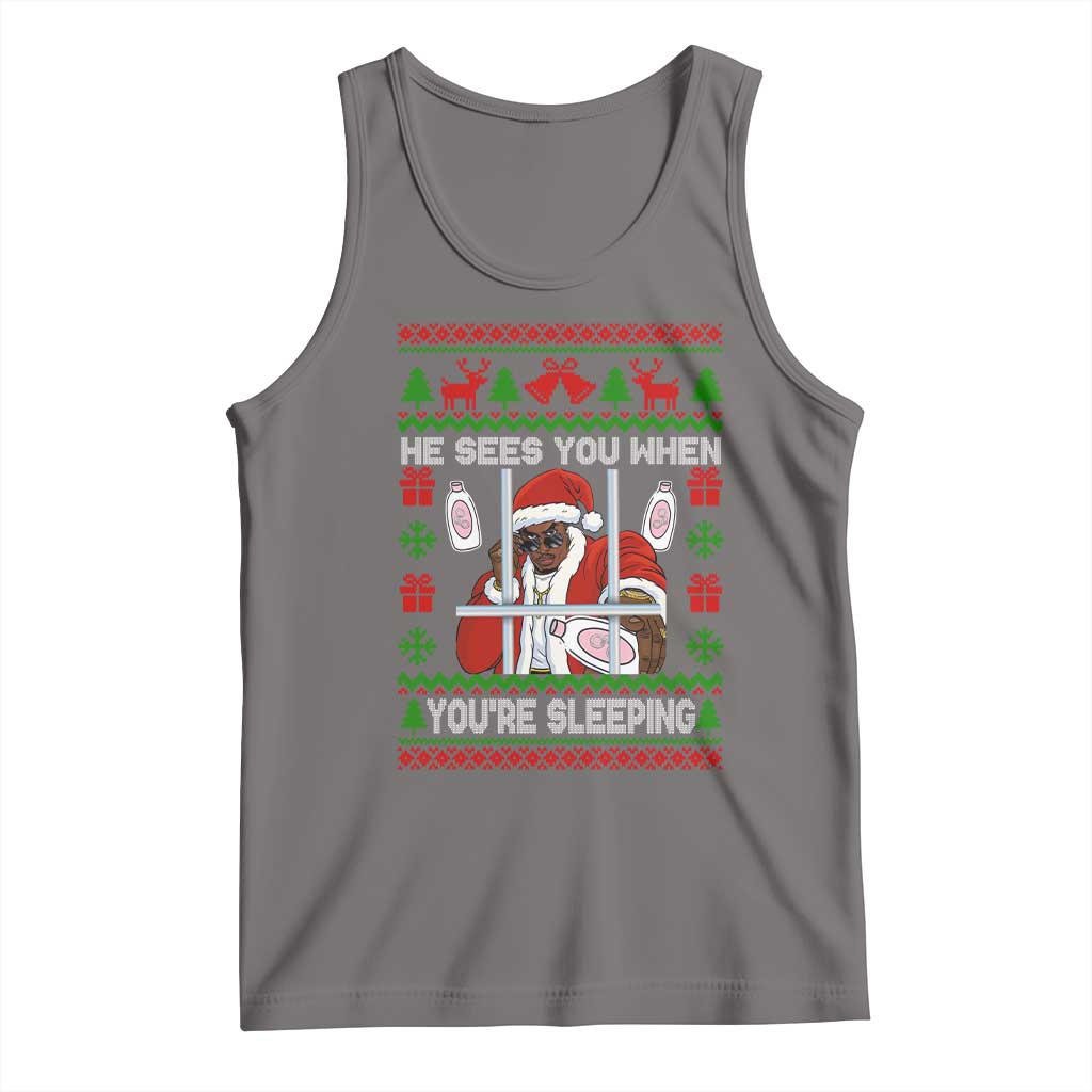 Funny Christmas Diddy Tank Top Diddy Sees You When Youre Sleeping Dirty Ugly Xmas - Wonder Print Shop