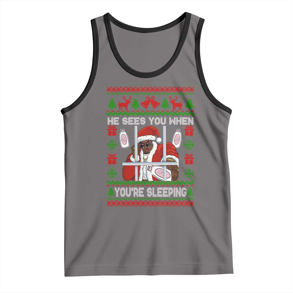 Funny Christmas Diddy Tank Top Diddy Sees You When Youre Sleeping Dirty Ugly Xmas - Wonder Print Shop