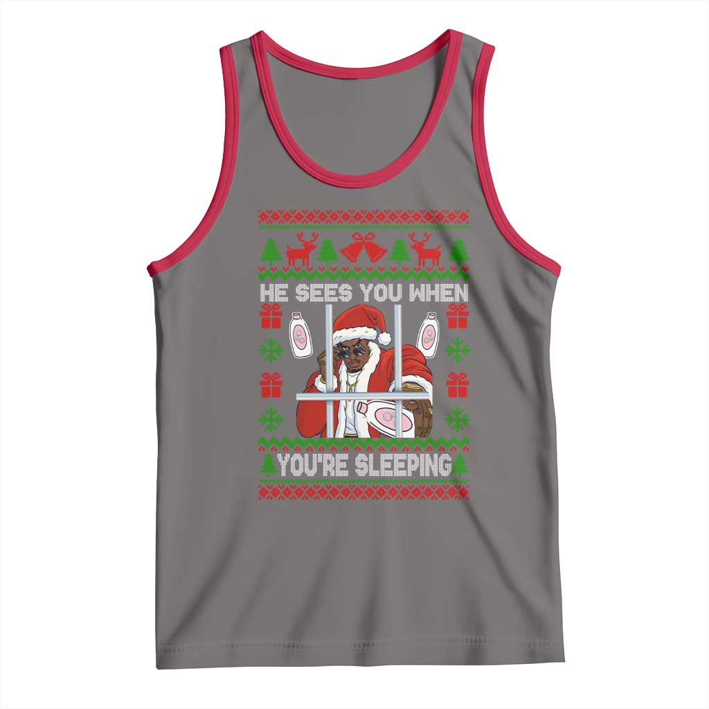 Funny Christmas Diddy Tank Top Diddy Sees You When Youre Sleeping Dirty Ugly Xmas - Wonder Print Shop