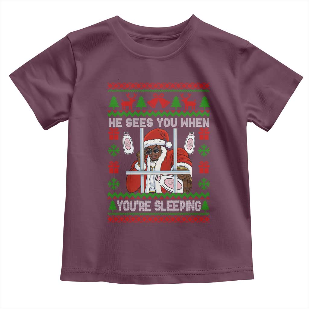 Funny Christmas Diddy Toddler T Shirt Diddy Sees You When Youre Sleeping Dirty Ugly Xmas - Wonder Print Shop
