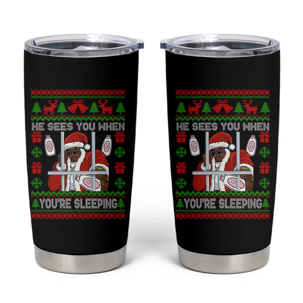 Funny Christmas Diddy Tumbler Cup Diddy Sees You When Youre Sleeping Dirty Ugly Xmas - Wonder Print Shop