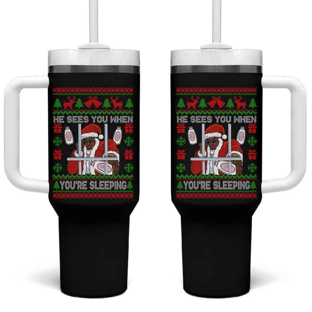 Funny Christmas Diddy Tumbler With Handle Diddy Sees You When Youre Sleeping Dirty Ugly Xmas - Wonder Print Shop