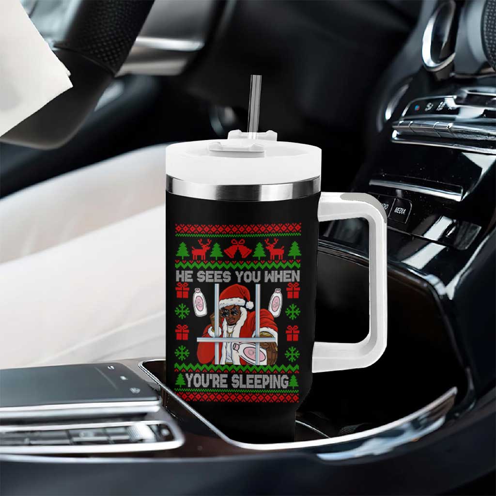 Funny Christmas Diddy Tumbler With Handle Diddy Sees You When Youre Sleeping Dirty Ugly Xmas - Wonder Print Shop
