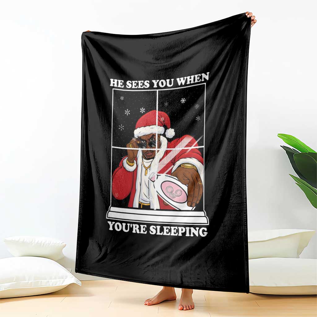 Funny Christmas Diddy Throw Blanket He Sees You When Youre Sleeping Dirty Ugly Xmas - Wonder Print Shop