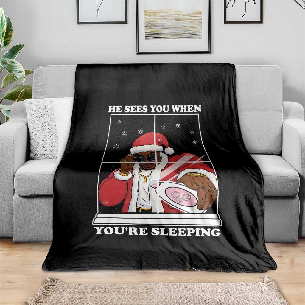 Funny Christmas Diddy Throw Blanket He Sees You When Youre Sleeping Dirty Ugly Xmas - Wonder Print Shop