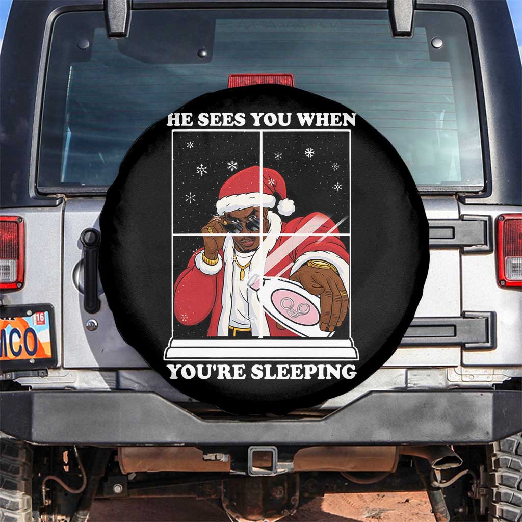 Funny Christmas Diddy Spare Tire Cover He Sees You When Youre Sleeping Dirty Ugly Xmas - Wonder Print Shop
