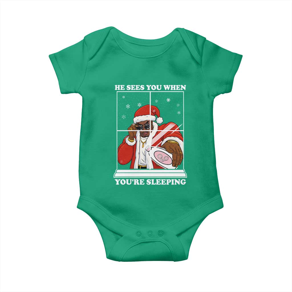 Funny Christmas Diddy Baby Onesie He Sees You When Youre Sleeping Dirty Ugly Xmas - Wonder Print Shop