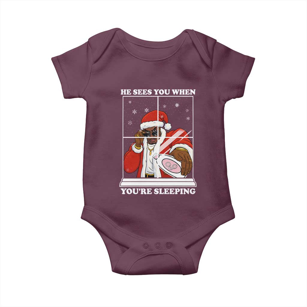 Funny Christmas Diddy Baby Onesie He Sees You When Youre Sleeping Dirty Ugly Xmas - Wonder Print Shop