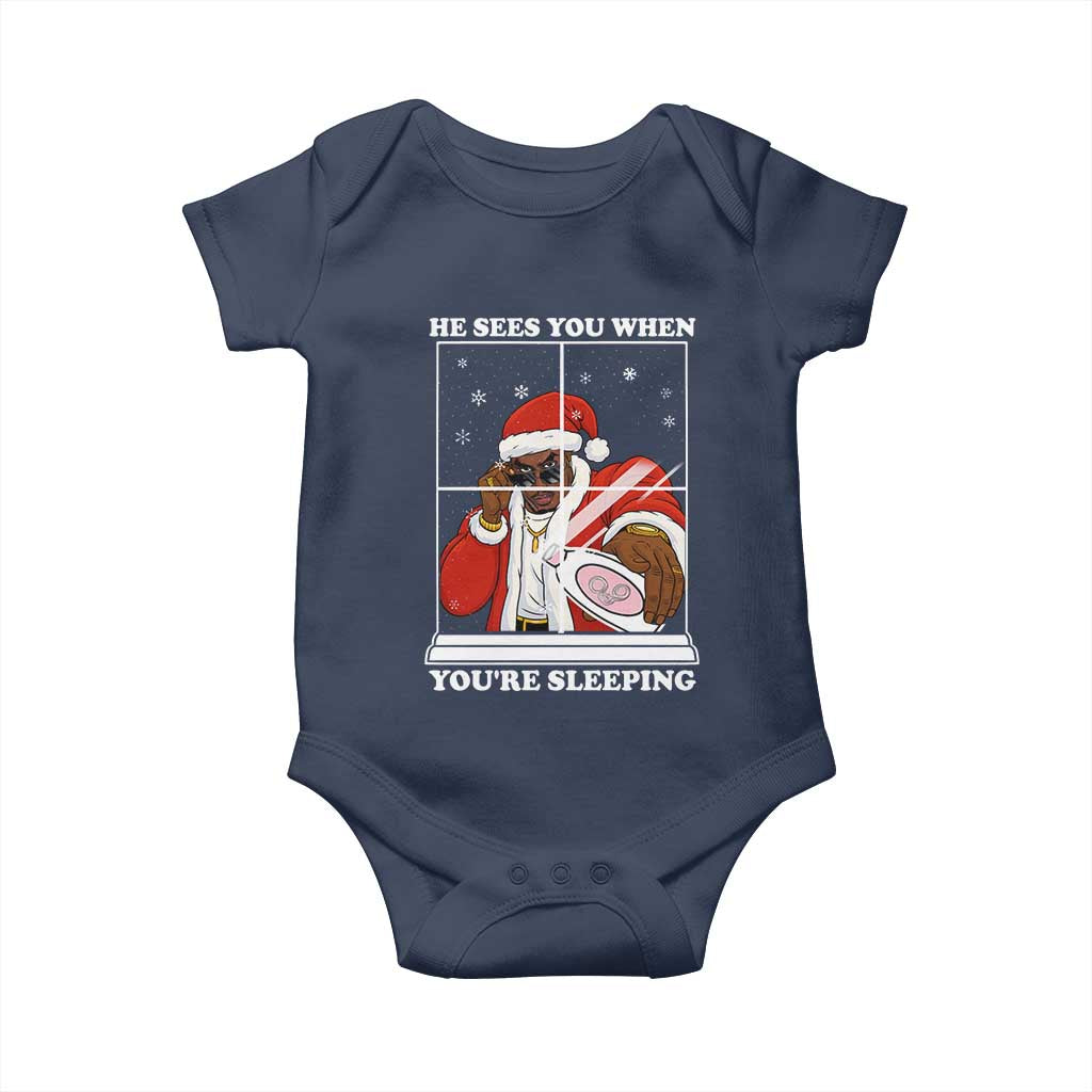 Funny Christmas Diddy Baby Onesie He Sees You When Youre Sleeping Dirty Ugly Xmas - Wonder Print Shop