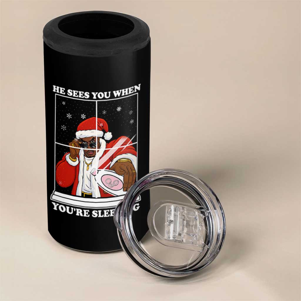 Funny Christmas Diddy 4 in 1 Can Cooler Tumbler He Sees You When Youre Sleeping Dirty Ugly Xmas - Wonder Print Shop