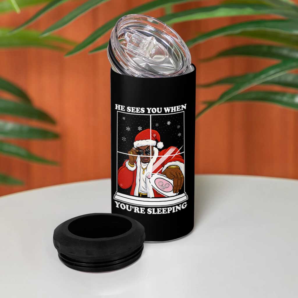 Funny Christmas Diddy 4 in 1 Can Cooler Tumbler He Sees You When Youre Sleeping Dirty Ugly Xmas - Wonder Print Shop