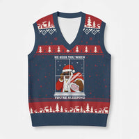 Funny Xmas Diddy V-Neck Knit Sweater Vest He Sees You When Youre Sleeping Dirty Ugly Xmas - Wonder Print Shop