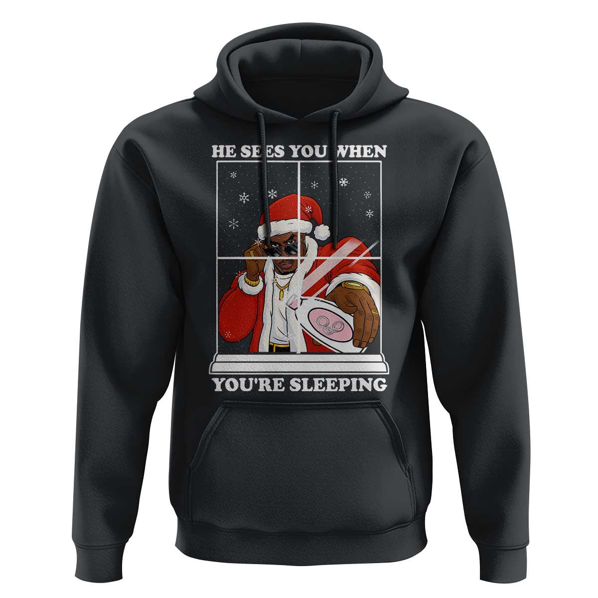 Funny Christmas Diddy Hoodie He Sees You When Youre Sleeping Dirty Ugly Xmas - Wonder Print Shop
