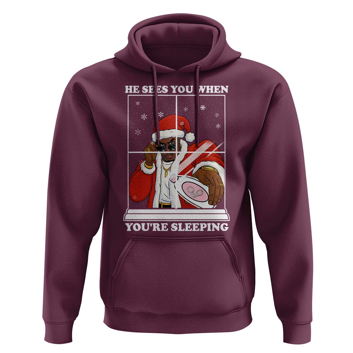 Funny Christmas Diddy Hoodie He Sees You When Youre Sleeping Dirty Ugly Xmas - Wonder Print Shop