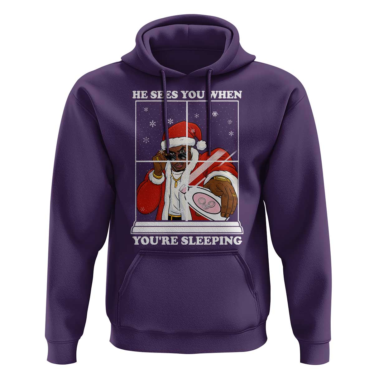 Funny Christmas Diddy Hoodie He Sees You When Youre Sleeping Dirty Ugly Xmas - Wonder Print Shop
